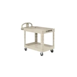 Rubbermaid FG450088BEIG BRUTE HEAVY-DUTY ERGO HANDLE UTILITY CART, LIPPED SHELF, SMALL, 500 LB. CAPACITY - BEIGE - One-stop shop for professional tools and equipment.