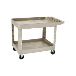 Rubbermaid FG452089BEIG HEAVY-DUTY FLAT HANDLE UTILITY CART, LIPPED SHELF, MEDIUM, 500 LB. CAPACITY - BEIGE - One-stop shop for professional tools and equipment.