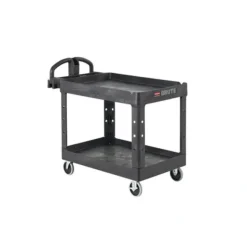 Rubbermaid FG452088BLA BRUTE HEAVY-DUTY ERGO HANDLE UTILITY CART, LIPPED SHELF, MEDIUM, 500 LB. CAPACITY - BLACK - One-stop shop for professional tools and equipment.