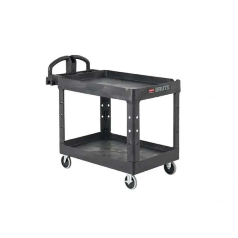 Rubbermaid FG452088BLA BRUTE HEAVY-DUTY ERGO HANDLE UTILITY CART, LIPPED SHELF, MEDIUM, 500 LB. CAPACITY - BLACK - One-stop shop for professional tools and equipment.