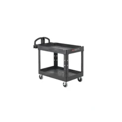 Rubbermaid FG450088BLA BRUTE HEAVY-DUTY ERGO HANDLE UTILITY CART, LIPPED SHELF, SMALL, 500 LB. CAPACITY - BLACK - One-stop shop for professional tools and equipment.