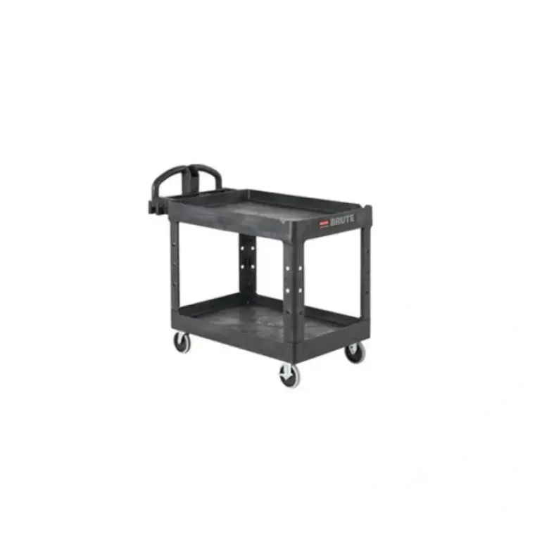 Rubbermaid FG450088BLA BRUTE HEAVY-DUTY ERGO HANDLE UTILITY CART, LIPPED SHELF, SMALL, 500 LB. CAPACITY - BLACK - One-stop shop for professional tools and equipment.