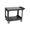 Rubbermaid FG452589BLA HEAVY-DUTY FLAT HANDLE UTILITY CART, FLAT SHELF, MEDIUM, 500 LB. CAPACITY - BLACK - One-stop shop for professional tools and equipment.
