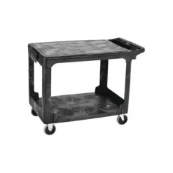 Rubbermaid FG452589BLA HEAVY-DUTY FLAT HANDLE UTILITY CART, FLAT SHELF, MEDIUM, 500 LB. CAPACITY - BLACK - One-stop shop for professional tools and equipment.
