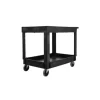 Rubbermaid FG9T6700BLA HEAVY-DUTY FLAT HANDLE UTILITY CART, LIPPED SHELF, MEDIUM, 500 LB. CAPACITY - BLACK (PALLET PACK) - One-stop shop for professional tools and equipment.