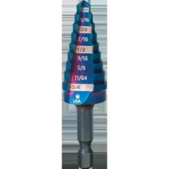 Spyder 19021 Mach-Blue 1/4-in 9-Step Drill Bit (1/4-in to 3/4-in) - One-stop shop for professional tools and equipment.